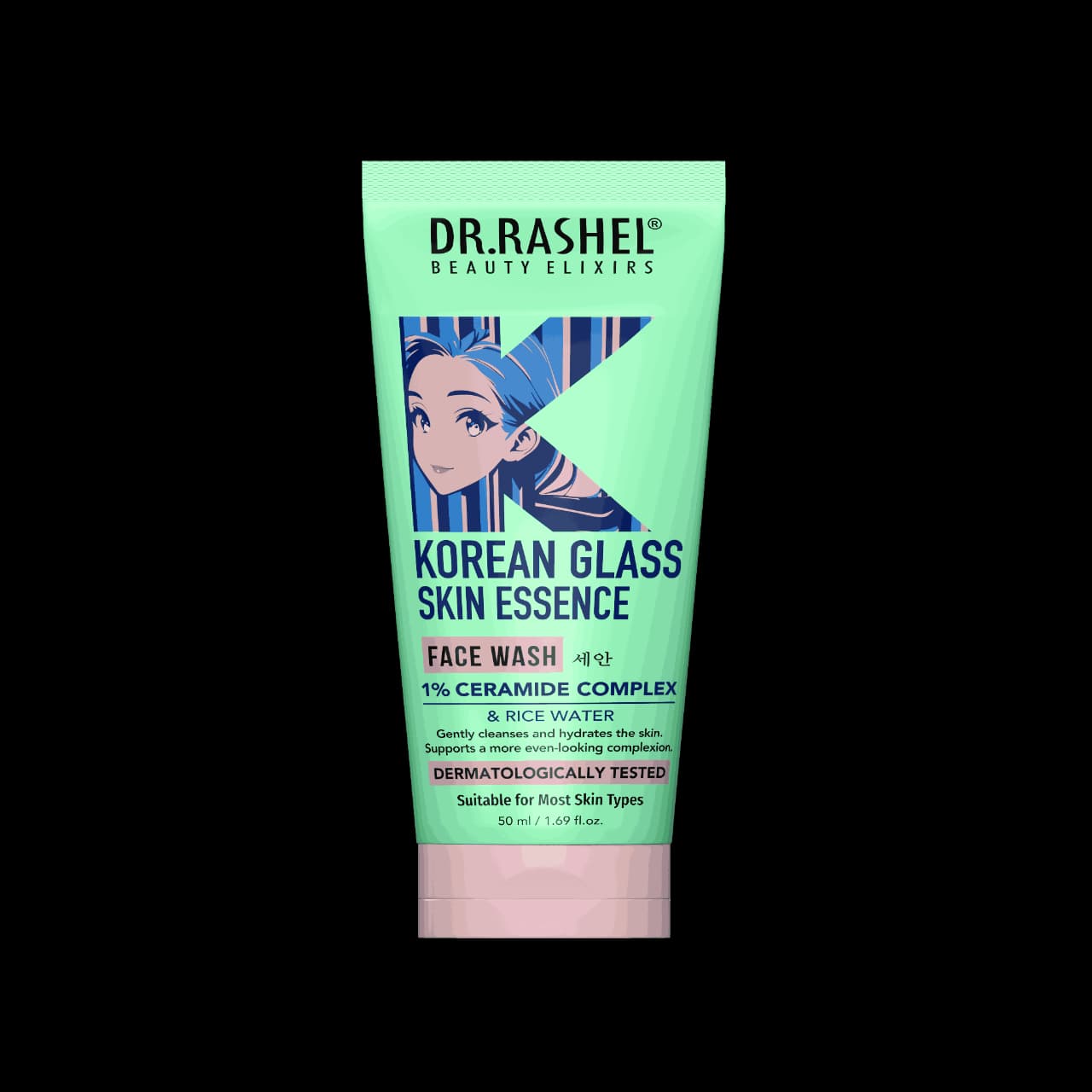 Dr.Rashel Korean Glass Skin Essence Face Wash with 1% Ceramide Complex and Rice Water, 50 ml
